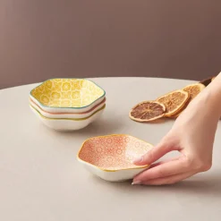 Karaca Floral Snack Schale, Blau, Hexagon, 10 cm