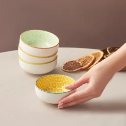 Karaca Floral Snack Schale, Gelb, Rund, 10 cm