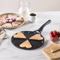 Karaca Fluffy Love Antihaft-Pfannkuchenpfanne mit Induktionskeramikbeschichtung, 26 cm, schwarz