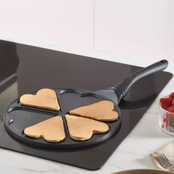 Karaca Fluffy Love Antihaft-Pfannkuchenpfanne mit Induktionskeramikbeschichtung, 26 cm, schwarz