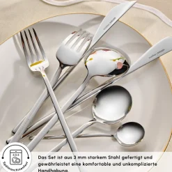 Karaca Focus 84-teiliges Besteckset für 12 Personen Mit Box