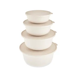 Karaca Forbs 4-teiliges 2 in 1 Aufbewahrungsbehälter-Set, Creme