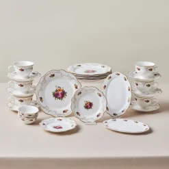 Karaca Forever Bone Antique Gold 26-teiliges Frühstücksset