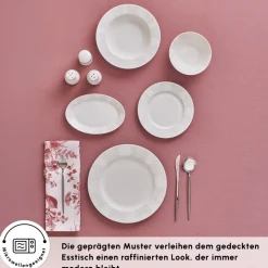 Karaca Forever Bone China New Olio 53-teiliges Tafelservice für 12 Personen, Weiß