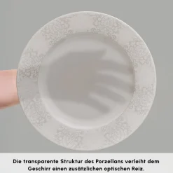 Karaca Forever Bone China New Olio 53-teiliges Tafelservice für 12 Personen, Weiß