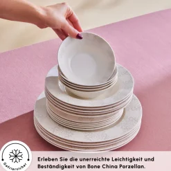 Karaca Forever Bone China New Olio 53-teiliges Tafelservice für 12 Personen, Weiß