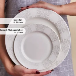 Karaca Forever Bone China New Olio 53-teiliges Tafelservice für 12 Personen, Weiß