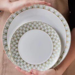 Karaca Forever Bone Emerald, 53-teiliges Tafelservice für 12 Personen