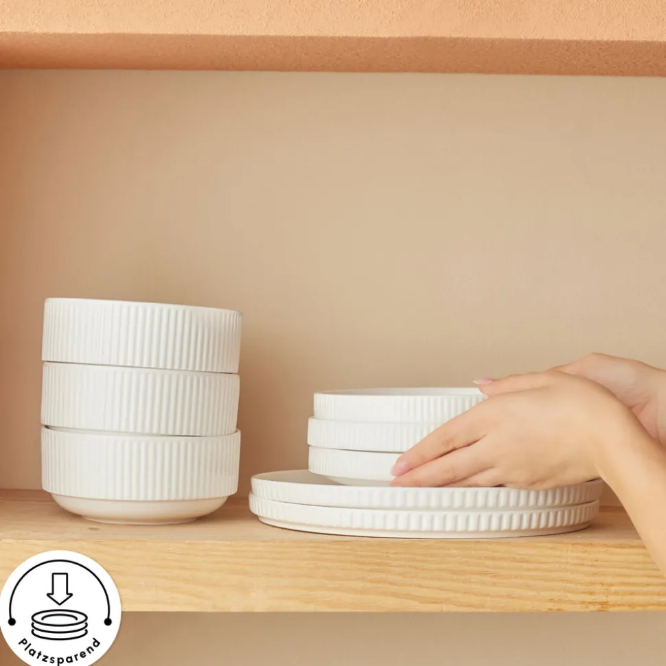 Karaca Forever Bone Pablito 53-Teiliges Tafelservice Für 12 Personen, Weiß