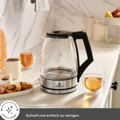 Karaca Glacia Glas Wasserkocher, 2200W, 1,8L, Transparent