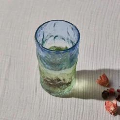 Karaca Glacier Getränke Glas, Blau Grün, 383 ml