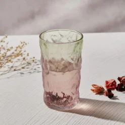 Karaca Glacier Getränke Glas, Rot Grün, 383 ml