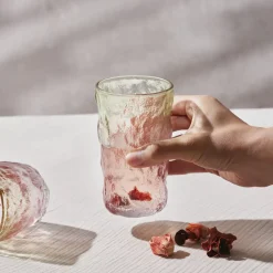 Karaca Glacier Getränke Glas, Rot Grün, 383 ml