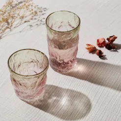 Karaca Glacier Getränke Glas, Rot Grün, 383 ml