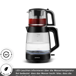 Karaca Glass Tea XL 2 in 1 Glas-Teemaschine Space Gray