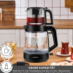 Karaca Glass Tea XL 2 in 1 Glas-Teemaschine Space Gray