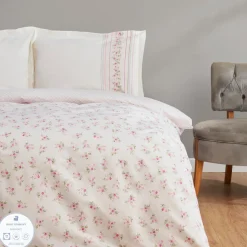 Karaca Glen Doppel Bettwäscheset 100% Baumwolle Rosa 200x220 Cm