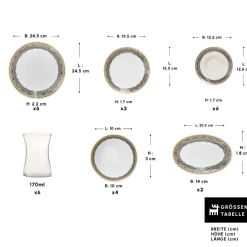 Karaca Globe 26-Teiliges 6-Personen Frühstücksgeschirr