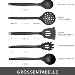 Karaca Gusto Schwarzes 12-teiliges Messer-/Schneidebrett-Set