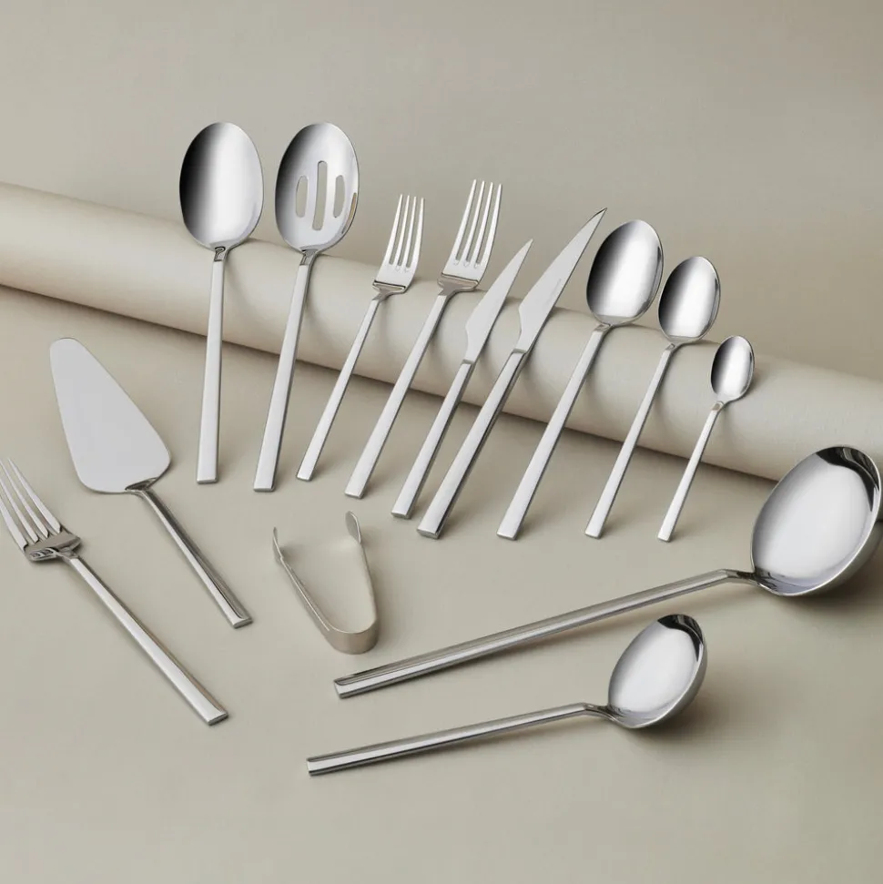 Karaca Halley 91-teiliges Edelstahl-Besteckset mit Servierbesteck für 12 Personen, Silber