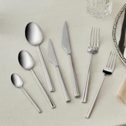 Karaca Halley 91-teiliges Edelstahl-Besteckset mit Servierbesteck für 12 Personen, Silber