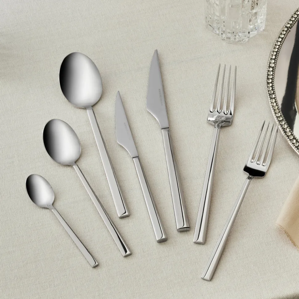 Karaca Halley 91-teiliges Edelstahl-Besteckset mit Servierbesteck für 12 Personen, Silber