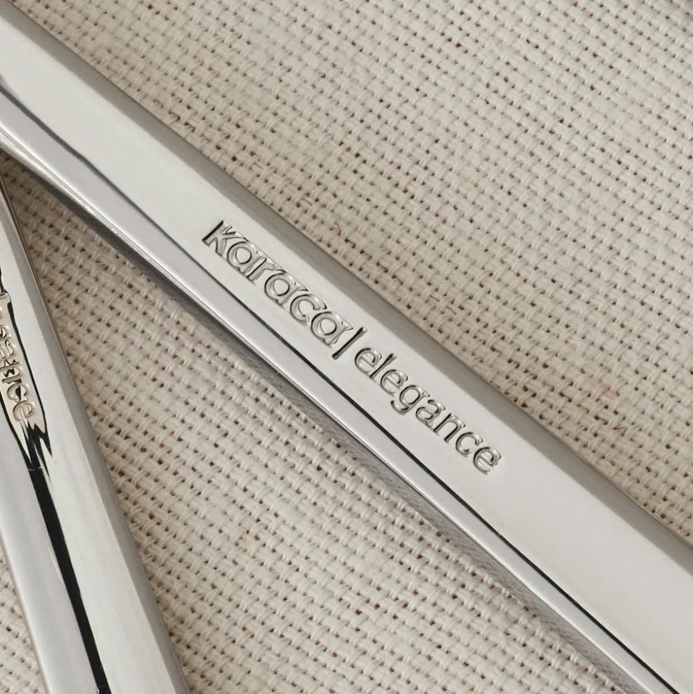 Karaca Halley 91-teiliges Edelstahl-Besteckset mit Servierbesteck für 12 Personen, Silber