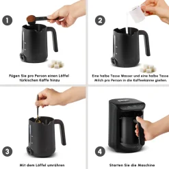 Karaca Hatır Koz Milky Türkische Kaffeemaschine, Glänzend Schwarz