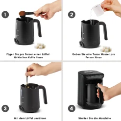 Karaca Hatır Koz Milky Türkische Kaffeemaschine, Glänzend Schwarz