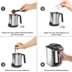 Karaca Hatır Neo Inox türkische Kaffeemaschine mit Edelstahl-Kanne