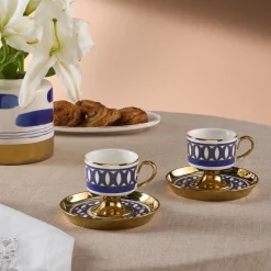 Karaca Hilal 4-teiliges Porzellan Türkisch-Kaffeetassen-Set, 85 ml, Mehrfarbig