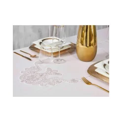Karaca Home Ades Kreidefarbige Französische Spitze 160x240 Tischtuch/Tischabdeckung