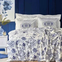 Karaca Home Amar Blau 100% Baumwolle Double Pique Set