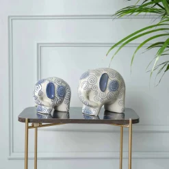 Karaca Home Blauer weißer Elefant Figur 21 cm x 16 cm