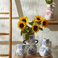 Karaca Home Cannes Vase Blau Weiß 20,8 x 17,4 x 26,8 cm