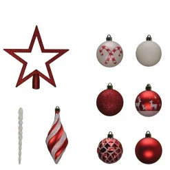 Karaca Home Christmas Spaß Rot Stern Kopf Baumschmuck Set, 19 Teilig