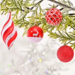 Karaca Home Christmas Spaß Rot Stern Kopf Baumschmuck Set, 19 Teilig