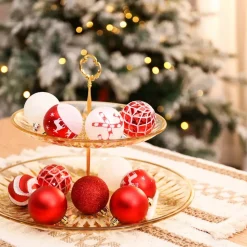 Karaca Home Christmas Spaß Rot Stern Kopf Baumschmuck Set, 19 Teilig
