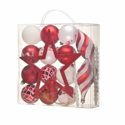 Karaca Home Christmas Spaß Rot Stern Kopf Baumschmuck Set, 19 Teilig
