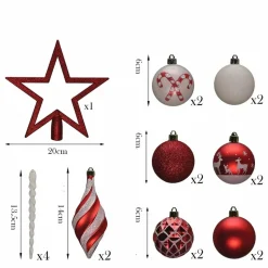 Karaca Home Christmas Spaß Rot Stern Kopf Baumschmuck Set, 19 Teilig