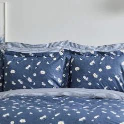Karaca Home Daisy 100% Baumwolle Einzel Bettbezug Set Indigo