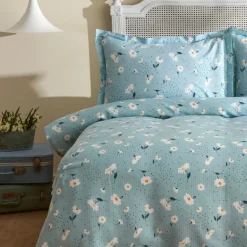 Karaca Home Daisy 100% Baumwolle Doppelbett Tagesdecke Set Mint