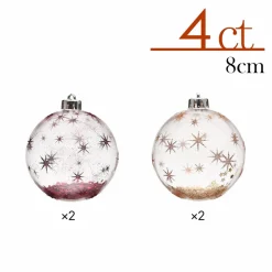 Karaca Home Glitzerkugel Christbaumschmuck, 4er Set, 8 cm