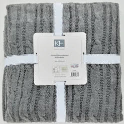 Karaca Home Grey Cable Knit Throw Öko-Tex Zertifiziert