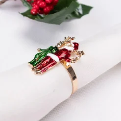 Karaca Home Hirsch und Weihnachtsmann 2 Stück Serviettenring