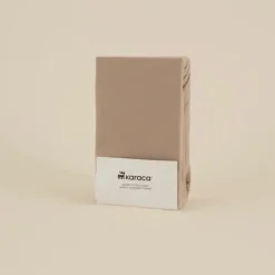 Karaca Home Jersey Spannbettlaken, 180x200+30 cm, Beige