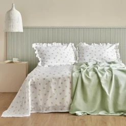 Karaca Home Lidya, 100% Baumwolle Doppelbett Tagesdecke Set, Grün