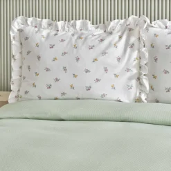 Karaca Home Lidya, 100% Baumwolle Doppelbett Tagesdecke Set, Grün