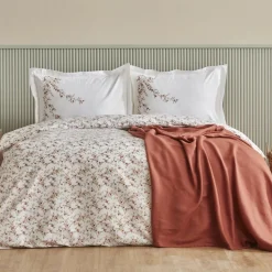 Karaca Home Mizu 100% Baumwolle Doppel-Bettwäsche-Set mit Gratis Decke