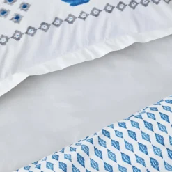 Karaca Home Neos Blaues Baumwolle Doppel Bettbezug-Set